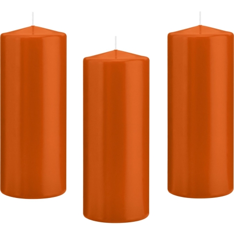 10x Oranje cilinderkaarsen/stompkaarsen 8 x 20 cm 119 branduren -