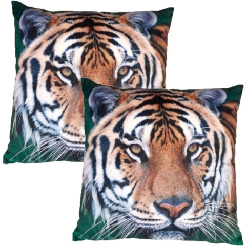 Set van 4x stuks sierkussen met print van tijger 40 x 40 cm -