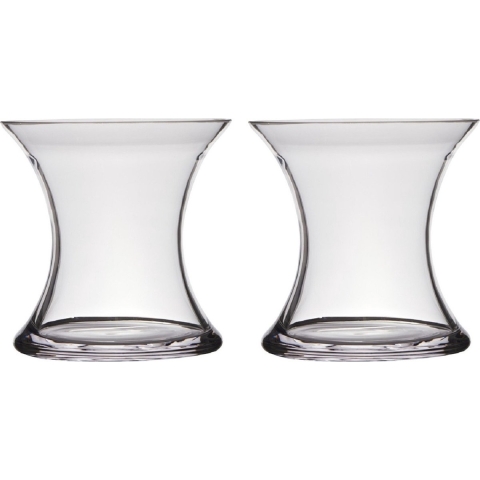 Set van 2x stuks transparante stijlvolle x-vormige vaas/vazen van glas 28 x 24 cm -