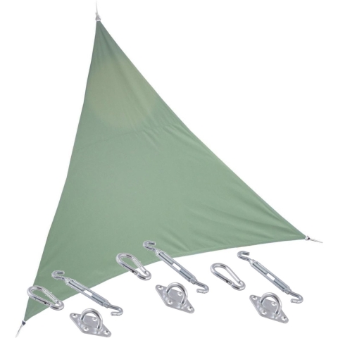 Premium kwaliteit schaduwdoek/zonnescherm Shae driehoek groen 3 x 3 x 3 meter met ophanghaken -