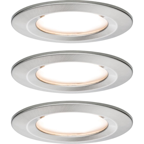 Paulmann Nova Inbouwlamp voor badkamer Set van 3 stuks LED LED 18 W IP44 IJzer (geborsteld)