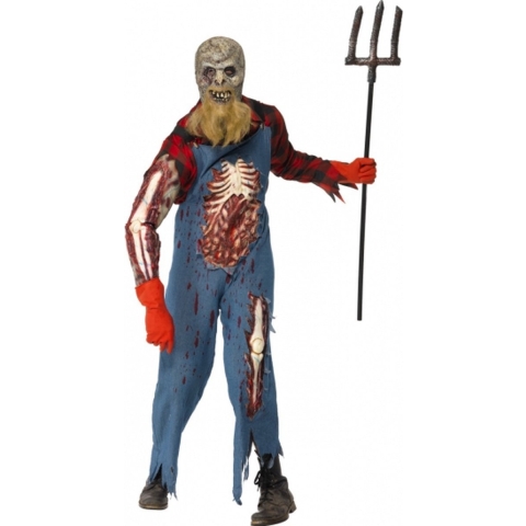 Hill Billy Boer zombie kostuum met wond 48-50 (M) -