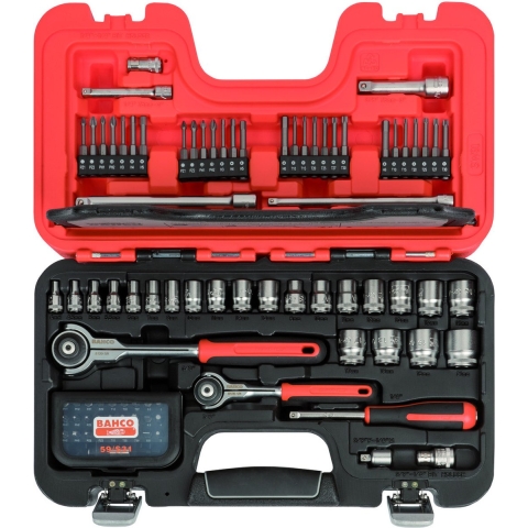 Bahco SW91 | 91-delig Dopsleutelset 1/4" - 3/8" | SW91 - Met Scharnierende ratelkop