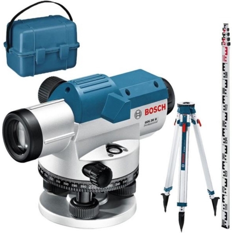 Bosch Blauw GOL 26 G Professional optisch nivelleertoestel | incl. BT 160 tripod en GR 500 meetlat 0601068003
