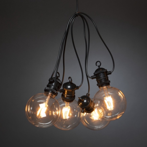 Konstsmide 2394-800 Lichtkettingsysteem Binnen/buiten Energielabel: F (A - G) werkt op het lichtnet Aantal lampen 10 LED Barnsteen Verlichte lengte: 9.15 m