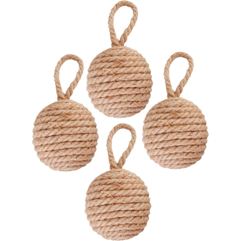 Esschert design deurstopper knoop - 4x - 1.7 kilo - bruin - jute - 14 x 14 cm -