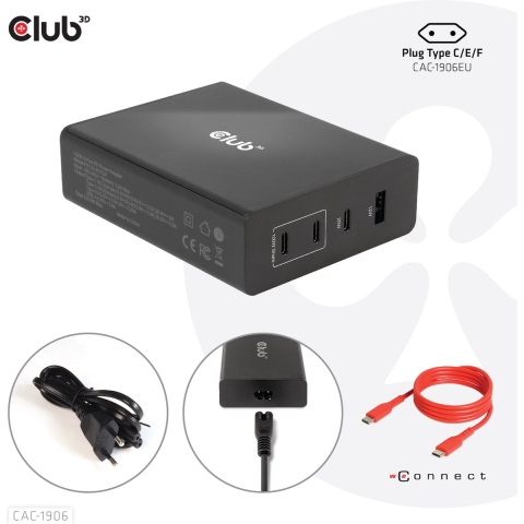 Travel Charger 132W GAN technology, Four port USB Type-A and -C Oplader