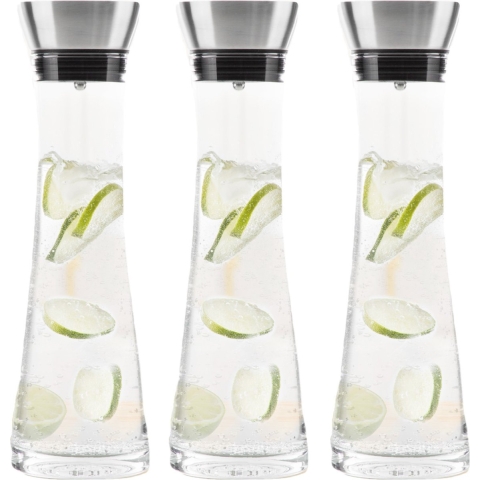 Set van 3x stuks glazen karaffen/schenkkannen met filter 1 liter -