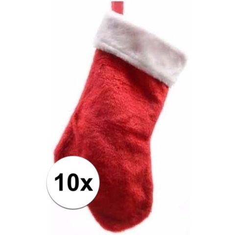 10x Rode pluche kerstsokken 40 cm -