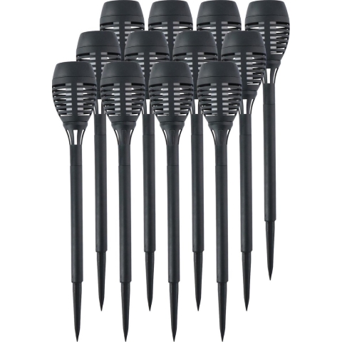 12x Solar tuinlampen fakkels/toortsen met vlam effect 48 cm -