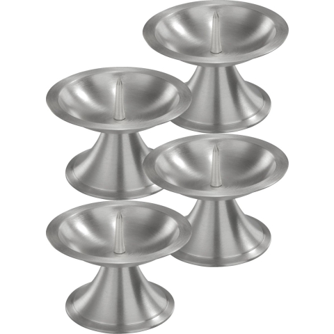4x Luxe metalen kaarsenhouders zilver voor stompkaarsen van 7-8 cm -
