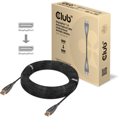club3D CAC-1079 DisplayPort-kabel DisplayPort Aansluitkabel DisplayPort-stekker 20.00 m Zwart