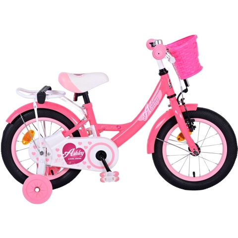 Volare Ashley 14 Inch Meisjes Kinderfiets Donker Roze  +€15 Inruilkorting