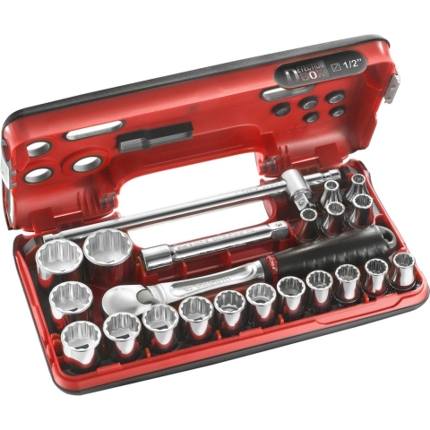 Facom compacte doos 1/2'' 12- kant met ratel met stofdichte kop - glijdend handvat - SL.DBOX412