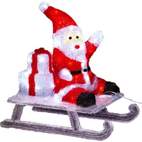 Kerstverlichting figuur - kerstman op slee - H48,5 cm - 60 led lampjes - buiten -