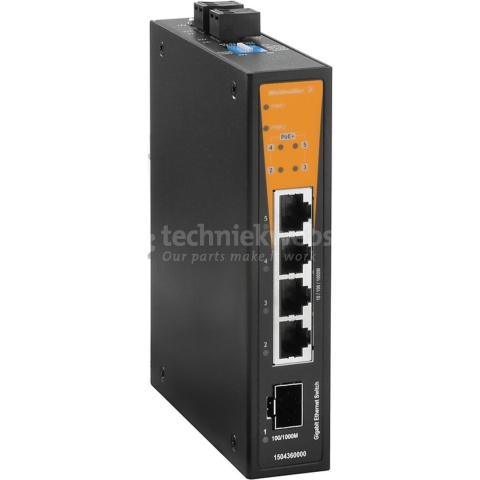 Weidmüller IE-SW-BL05-1GS-4GTPOE Industrial Ethernet Switch 10 / 100 / 1000 MBit/s PoE-functie