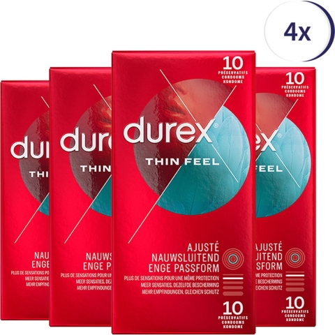4x Durex Condooms Thin Feel Close Fit 10 stuks