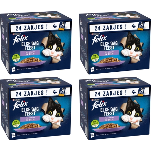 4x Felix Elke Dag Feest Mix Selectie in Gelei 24 x 85 gr
