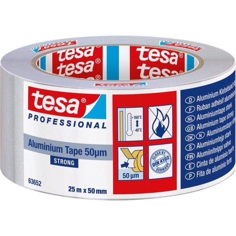 Tesa Aluminiumtape | met liners | lengte 25 m | breedte 50 mm wiel | 6 stuks - 63652-00001-00 63652-00001-00