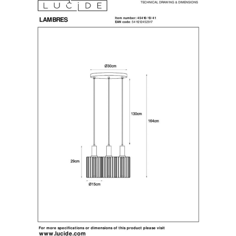 Lucide Lambres 3 Cluster Hanglamp Taupe