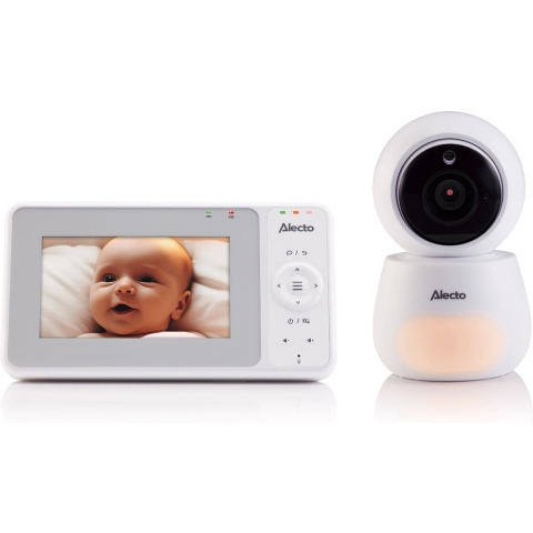 Alecto DVM2043 - Babyfoon met camera met groot 4,3" kleurenscherm en nachtlampje - Op afstand bestuurbaar - Wit
