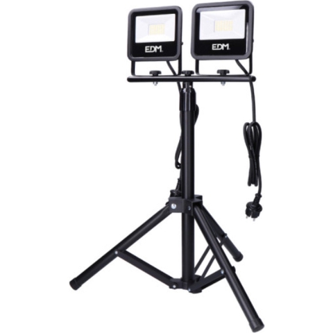 EDM LED Bouwlampen 2x30W op tripod statief 6400K IP65 zwart - 5017631