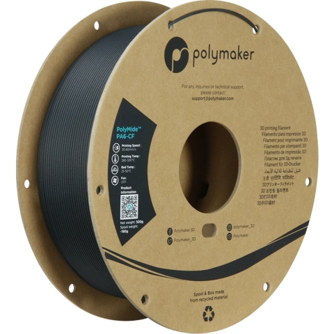 Polymaker PG03001 Filament PA6-CF Chemisch bestendig, Hoge treksterkte, Koolstofvezelversterkt 1.75 mm 500 g Zwart PolyMide™ 1 stuk(s)
