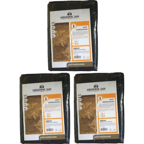 Anti worteldoek/onkruiddoek - 3x verpakking - zwart - 5 x 4 meter -