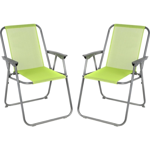 Sunnydays camping/strand stoel - 4x - aluminium - inklapbaar - groen - L53 x B55 x H75 cm -