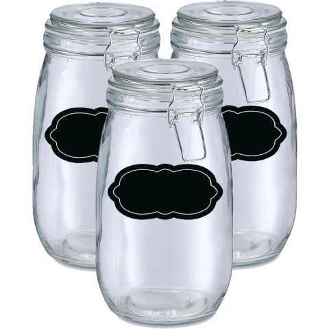 Weckpot/inmaakpot - 6x - 1.4L - glas - met beugelsluiting - incl. etiketten -