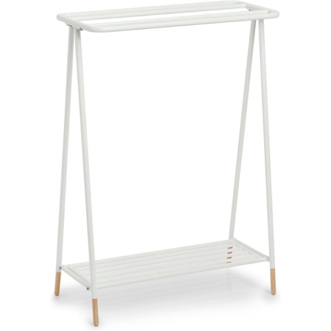 Luxe handdoek badkamer rek wit metaal/hout 60 x 30 x 85 cm -