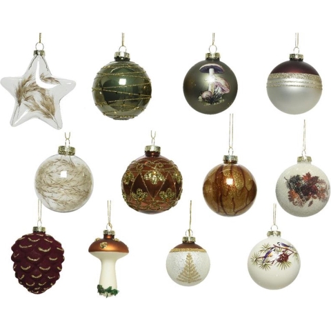Decoris Luxe Kerstballen Mix Glas Assorti Van Natuur Tinten