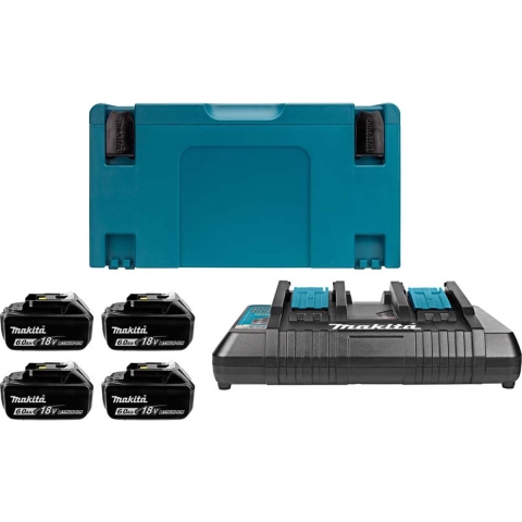 Makita Accessoires 18V Li-Ion accu starterset 198091-4 (4x BL1860B 6.0Ah) + duolader DC18RD in Mbox - 198091-4