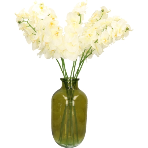 Kunstbloemen boeket Orchidee - 8 stelen - wit - 71 cm - Kunst zijdebloemen -