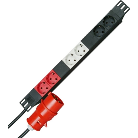 Kopp 930105013 Stekkerdoos 19 inch 6-voudig Zwart, Grijs, Rood CEE-stekker 1 stuk(s)
