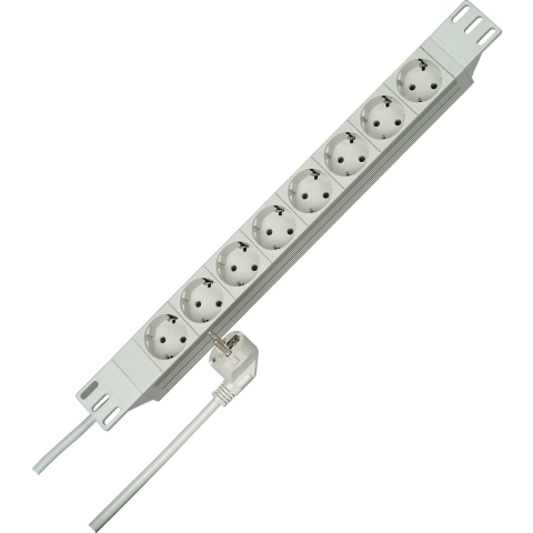 Kopp 930804013 Stekkerdoos 19 inch 8-voudig Wit Randaarde stekker 1 stuk(s)