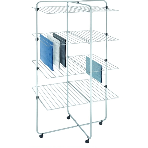 Metaltex Asymmetric Droogtoren 53 m Drooglijn 4 Etages 64x82x169 cm Zilver