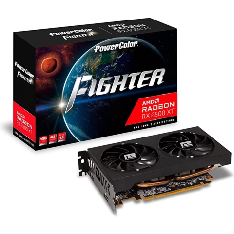 Powercolor AMD Radeon RX 6500 XT Videokaart Fighter 4 GB GDDR6-SDRAM PCIe HDMI, DisplayPort Overclocked