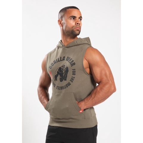 Gorilla Wear Marshall Mouwloze Hoodie - Legergroen - L
