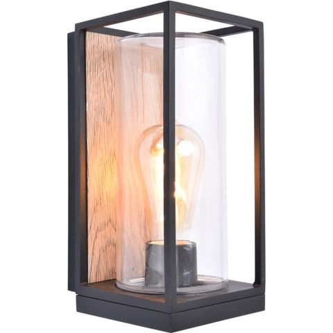 Lutec FLAIR 5288814012 Buitenlamp (wand) E27 Zwart (mat), Hout