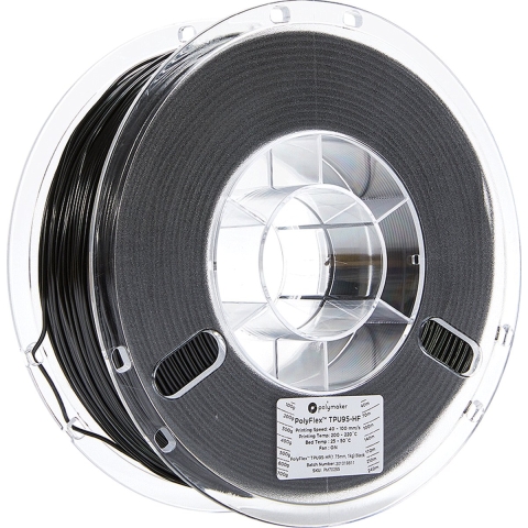 Polymaker PD03001 TPU95-HF Filament TPU, Flexibel filament Flexibel, UV-bestendig, Highspeed filament 1.75 mm 1000 g Zwart PolyFlex™ 1 stuk(s)