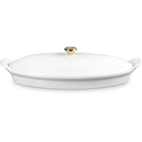 LE CREUSET - Aardewerk - Ovenschaal Vis Heritage 34cm Wit