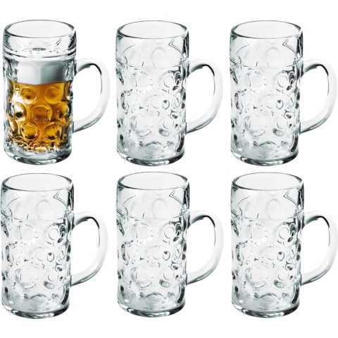 Bierpullen/bierglazen - 6x - 1.3 liter/130 cl/1300 ml - onbreekbaar kunststof -