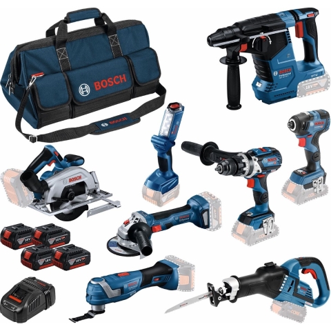 Bosch 8 Toolkit 18V 8-delige Accu Combiset (4x 5,0Ah) In Tas