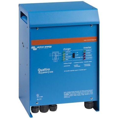 Victron Energy Quattro 12/3000/120-50/50 Omvormer 3000 W 12 V/DC - 230 V/AC