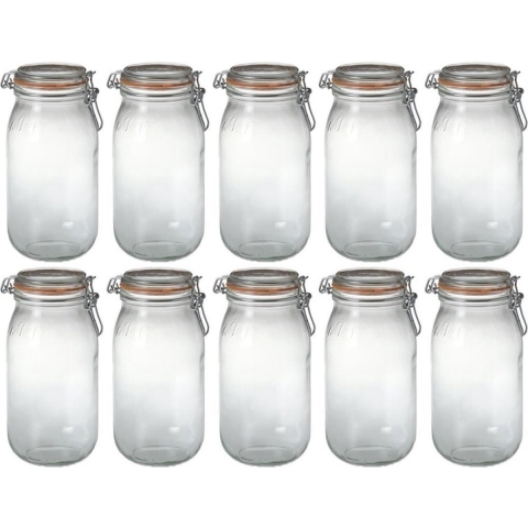 10x Weckpotten/inmaakpotten met beugelsluiting 2 liter -