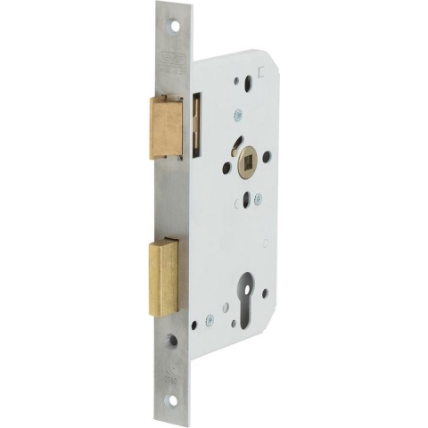 Nemef 669 Deurslot | DM60mm | PC72mm | krukgat 8mm | voorplaat RVS 24x235mm rechthoekig | messing dag- en nachtschoot | DR 1+3 - 9066977651