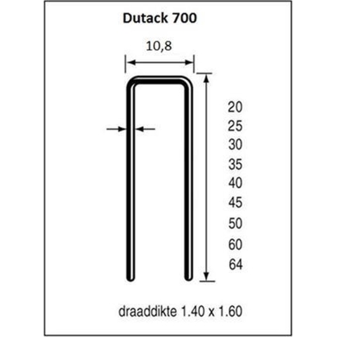 Dutack 10.8mm nieten | 45mm | 10.000 stuks - 5056043