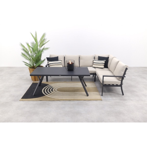 Sergio Loungedining set 3-delig rechts carbon black/desert sand - Garden Impressions
