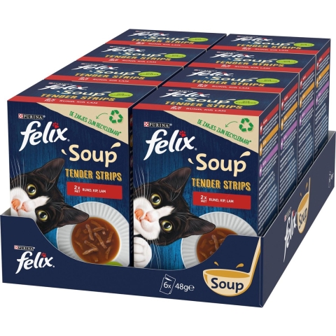 8x Felix Soup Rund - Kip Selectie 6 x 48 gr